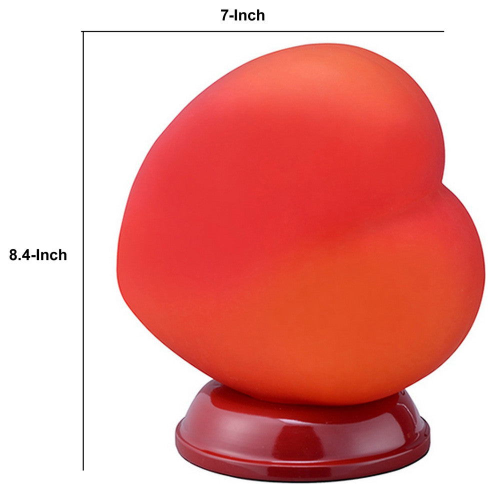 Benzara BM240309 Table Lamp With Heart Shaped Glass Shade, Red