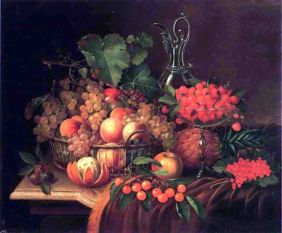 George Forster Still Life with Fruit, 20"x25" Gallery Wrapped Canvas Print