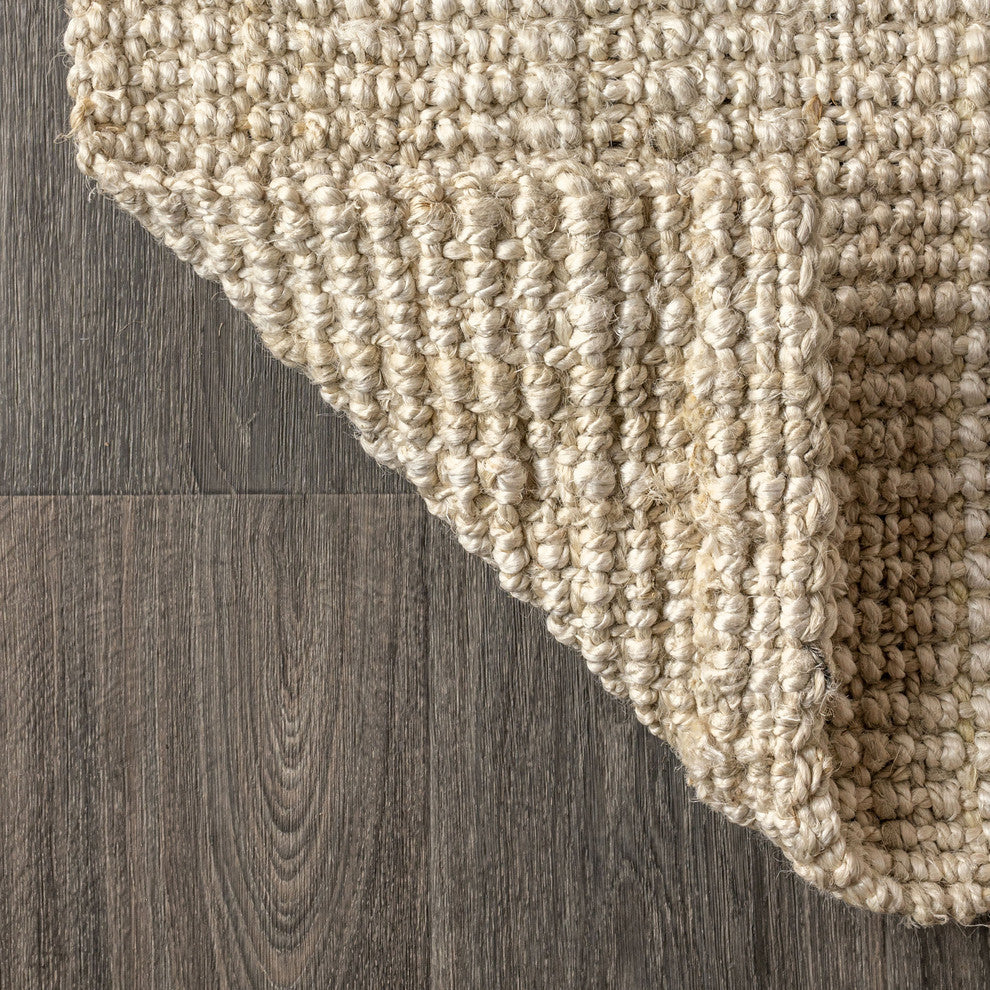 Hiro Hand Woven Chunky Jute Ivory 4' x 6' Area Rug
