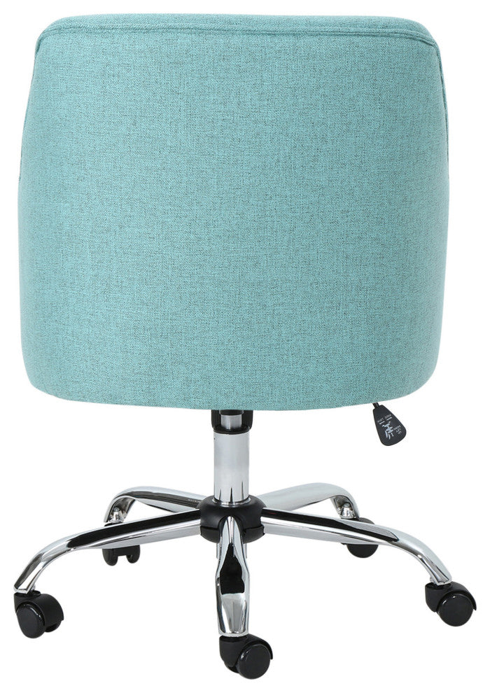 GDF Studio Morgan Mid Century Modern Fabric Home Office Chair With Chrome Base, Blue