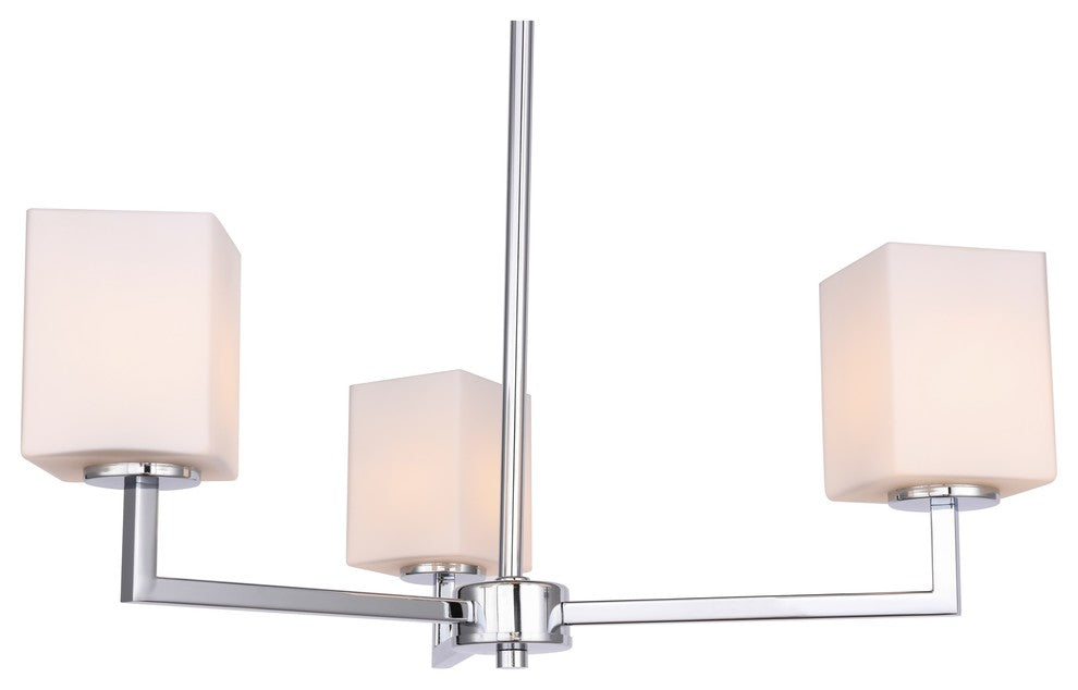 Candice 3-Light Chandelier, Opal Square Glass, Halogen G9