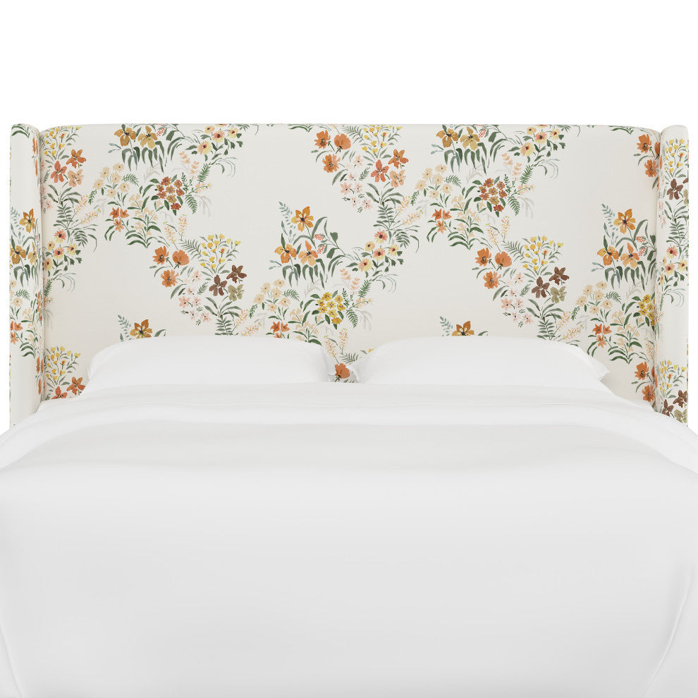 Queen Wingback Headboard, Lucinda Floral Harvest