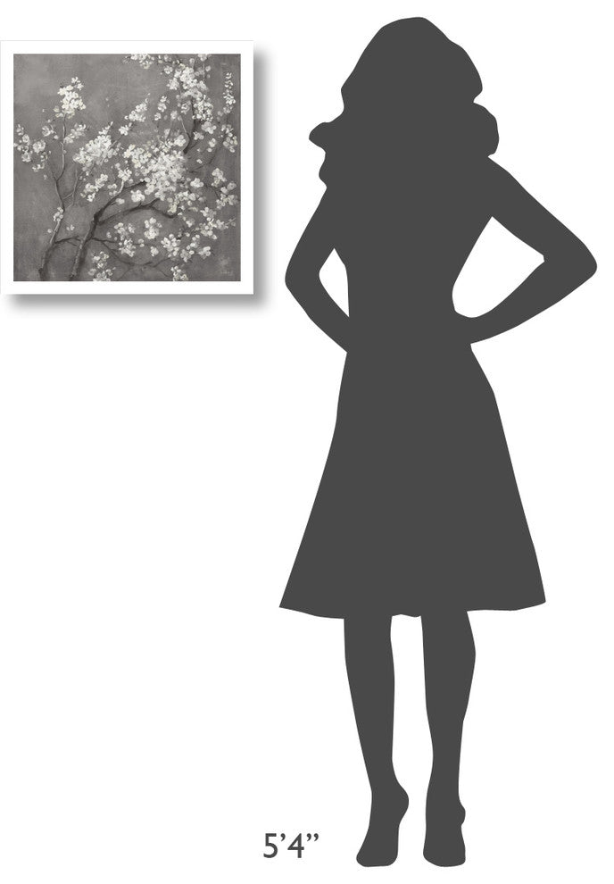 "White Cherry Blossoms I on Grey Crop" Paper Print by Danhui Nai, 20"x20"
