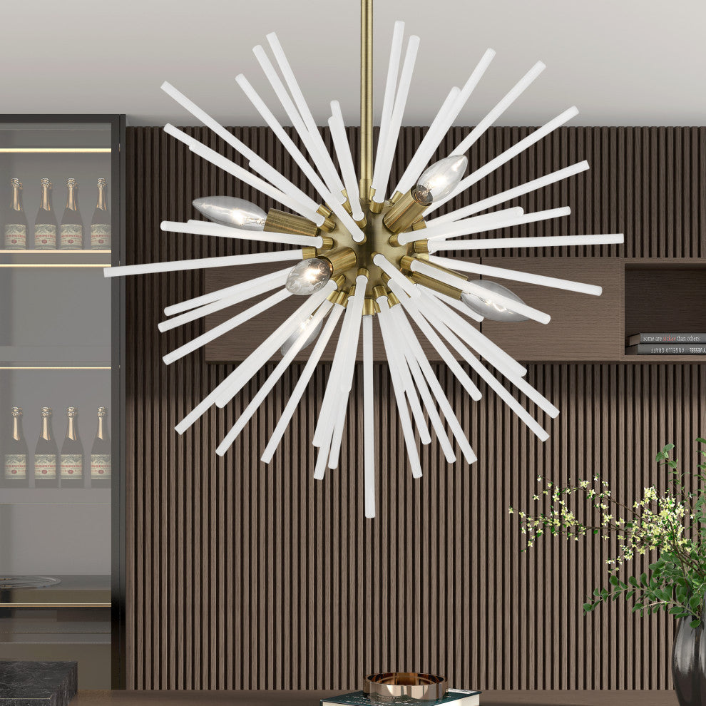 Uptown 6 Light Antique Brass Pendant Chandelier