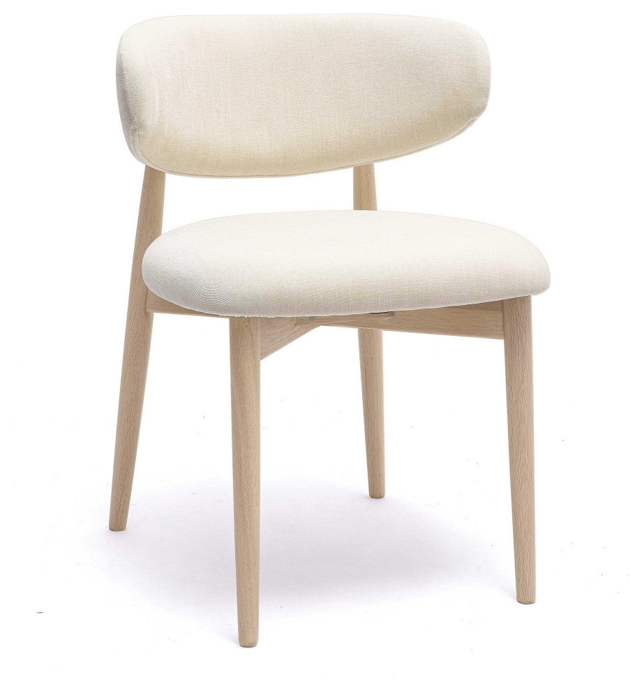Zinea Performance Textured Velvet Dining Chair, Cream