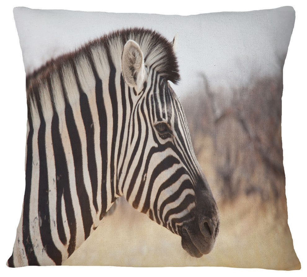 Beautiful Zebra in Forest Abstract Throw Pillow, 16"x16"