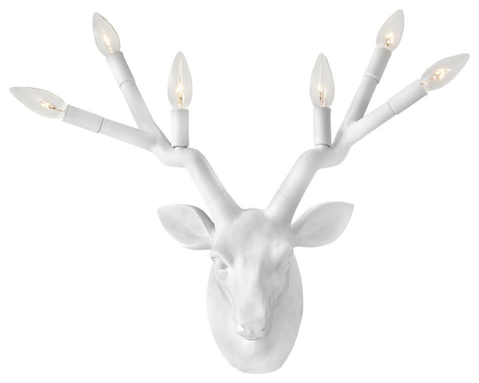 Hinkley Stag Large Six Light Sconce, Chalk White