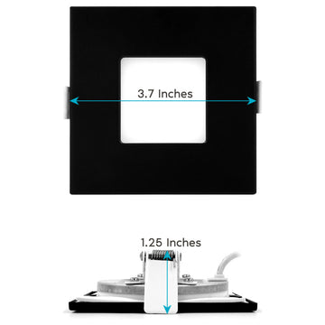 Luxrite 3" Ultra Thin LED Recessed Light 5 Color Option Black 4 Pack