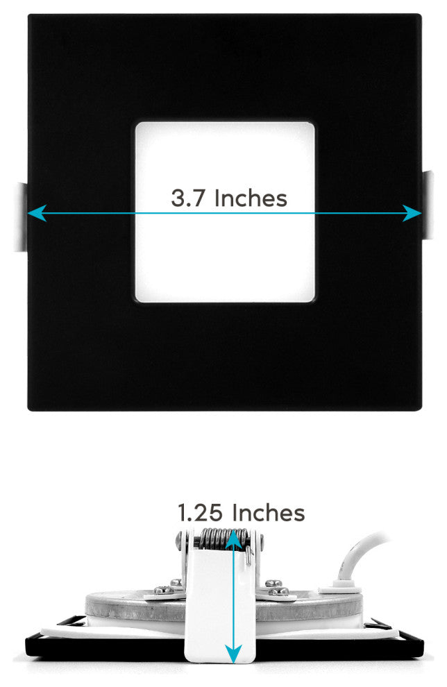 Luxrite 3" Ultra Thin LED Recessed Light 5 Color Option Black 4 Pack