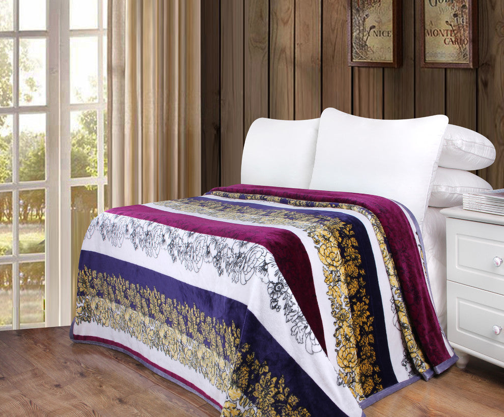 Carnation Stripes Reversible Fleece Blanket, Multicolor