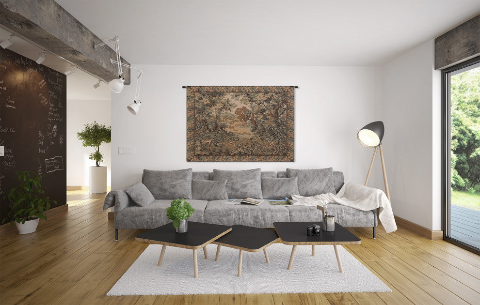 Verdure And Reindeer, Wall Tapestry, 24"x36"