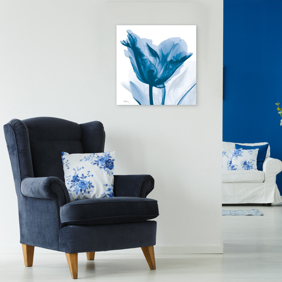 "Lusty Blue Tulip" Frameless Free Floating Panel Graphic Wall Art, 24"x24"