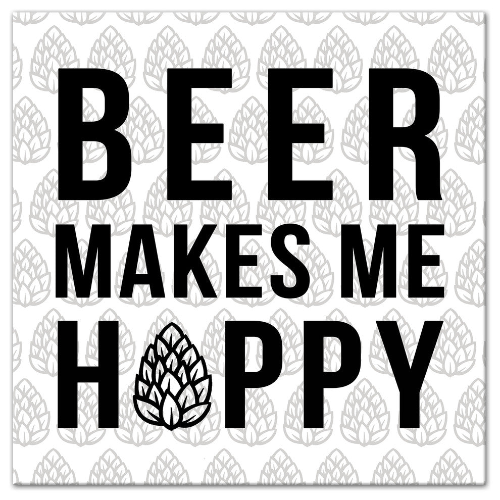 Beer Makes Me Hoppy Canvas Wall Art, 16"x16"