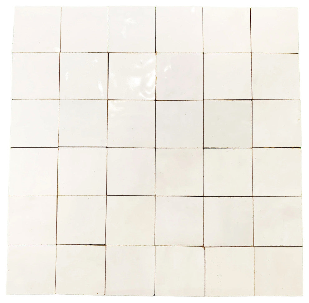 Contemporary Zellige White, 12"x12"x1/2" Panel