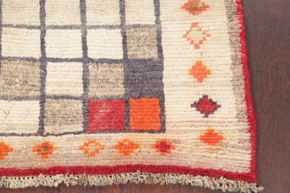 Consigned, Hand-Knotted Oriental Gabbeh Persian Style Area Rug, Brown, 4'9"X2'9"