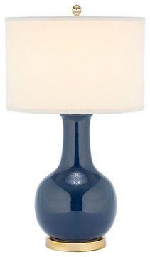 Navy 27.5-Inch H Blue Ceramic Paris Lamp