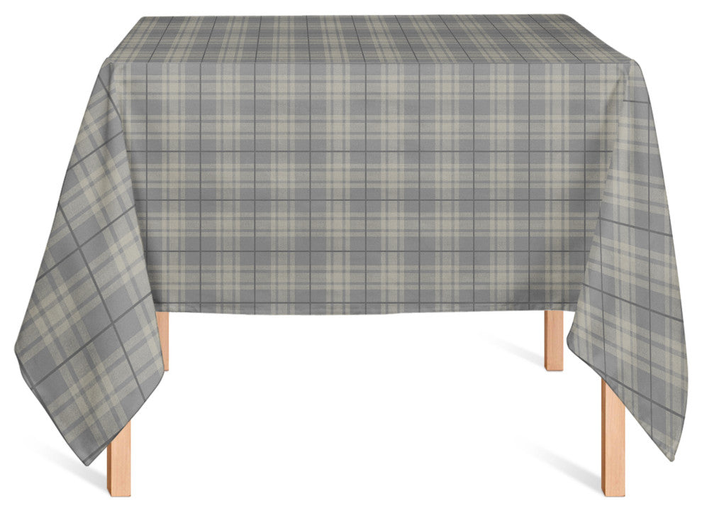 Dark Gray Plaid 58x58 Tablecloth