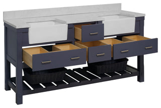 Charlotte 72" Bathroom Vanity, Marine Gray, Engineered Carrara