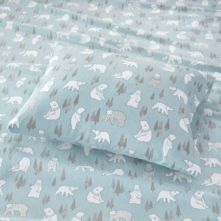 True North by Sleep Philosophy Cozy Flannel Printed Sheet Set, Blue