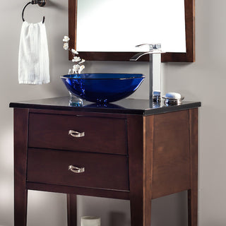 Blu Glass Vessel Sink and Drain, Brushed Nickel