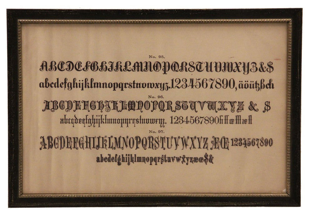Antique Alphabet # 95, Black Frame With Silver Bead