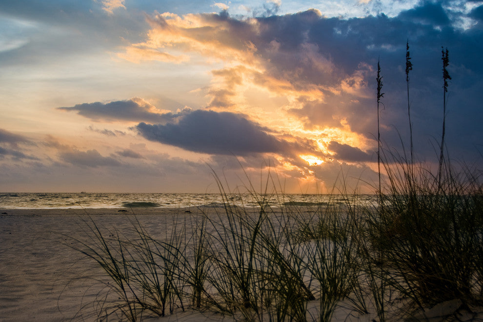 Coastal Wall Artwork: Anna Maria Island Beach Sunset 2 Canvas Print, 12" X 16"
