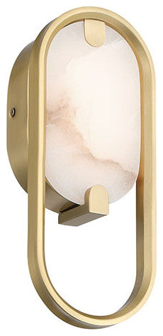 Noga, Wall Sconce , 11", Gold, Alabaster