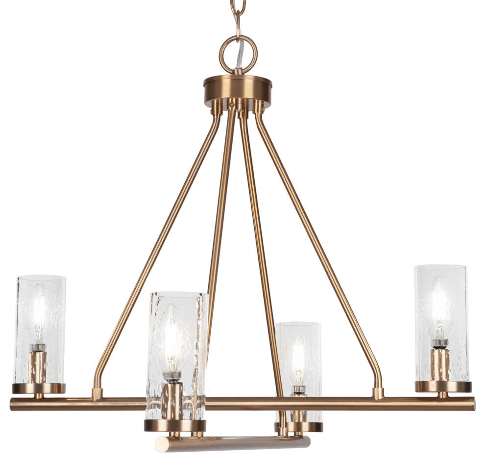 Trinity 4 Light Chandelier Shown, New Age Brass Finish, 2.5" Clear Bubble