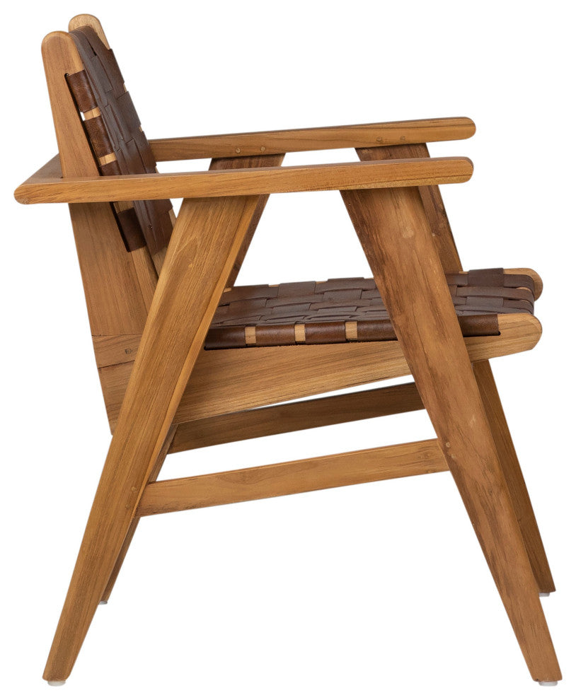 Seena Teak Upholstered Dining Chair, Brown