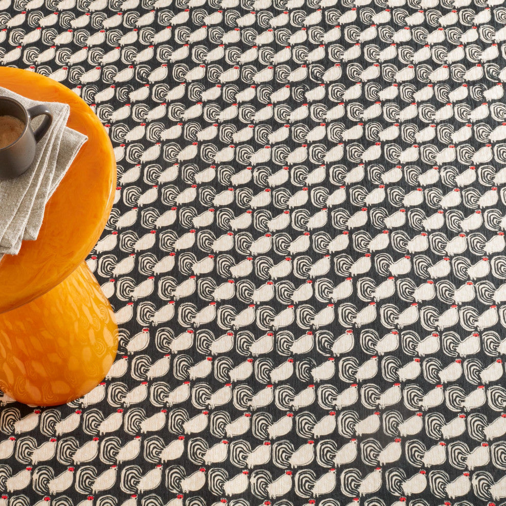 Frances Valentine x Dash & Albert Cockadoodledoo Multi Washable Rug, 2'6" x 8'