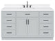 Ariel Hepburn 60" Single Rectangle Sink Vanity, Carrara Quartz, Gray