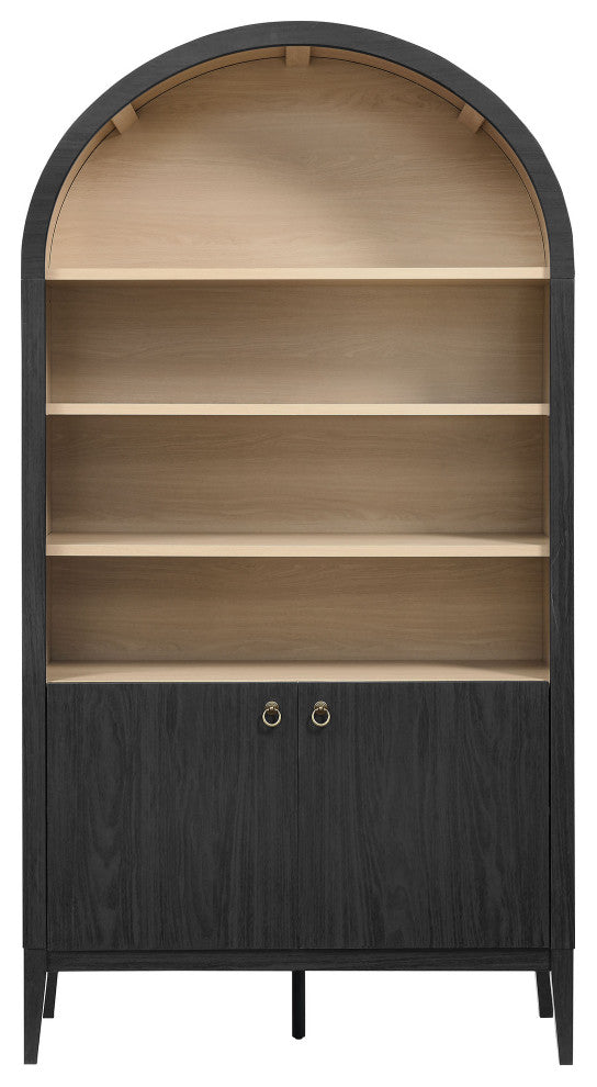 Nolan 74" Tall Wide Arched Storage Display Cabinet Bookshelf