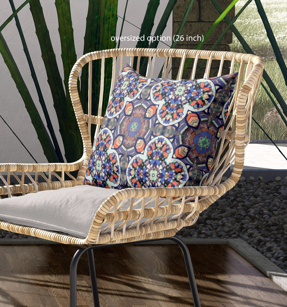 16" Gray Blue Cloverleaf Indoor Outdoor Throw Pillow