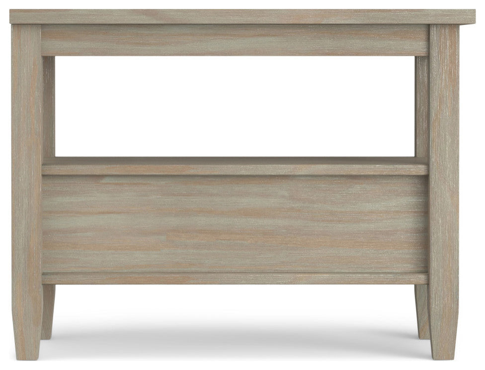 Warm Shaker Solid Wood 14" Rustic Narrow Side Table, Distressed Gray