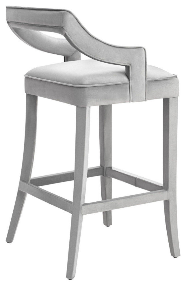 Tiffany Grey Velvet Counter Stool - Grey