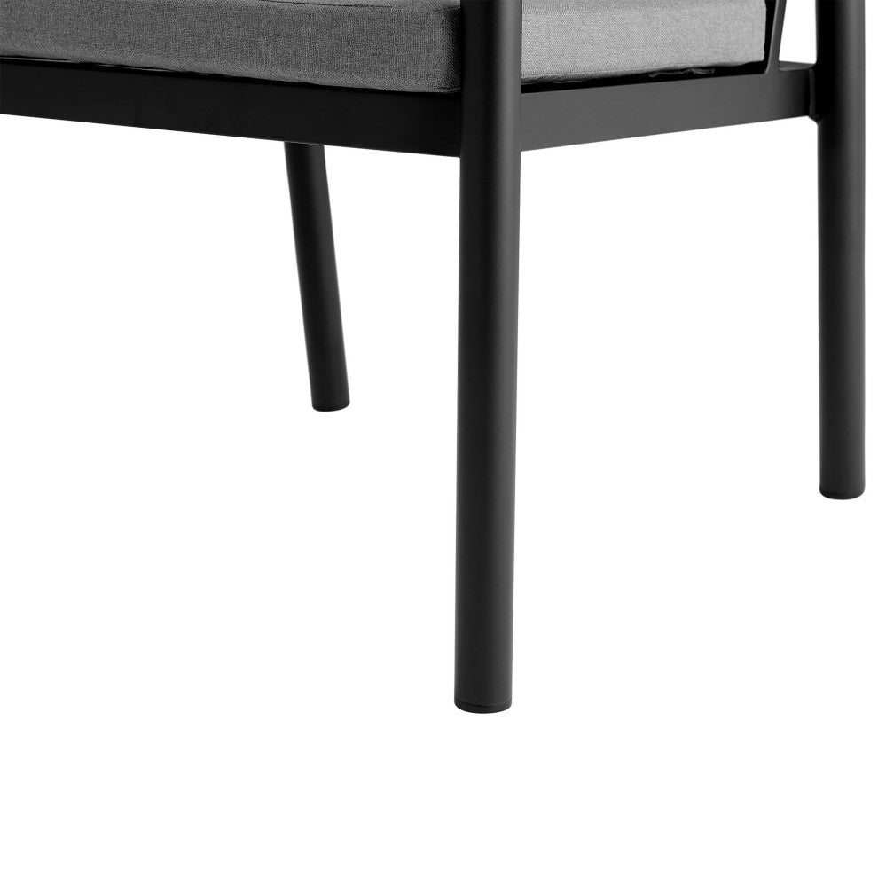 Crown Aluminum and Teak Outdoor Dining Chair Set of 2, Black
