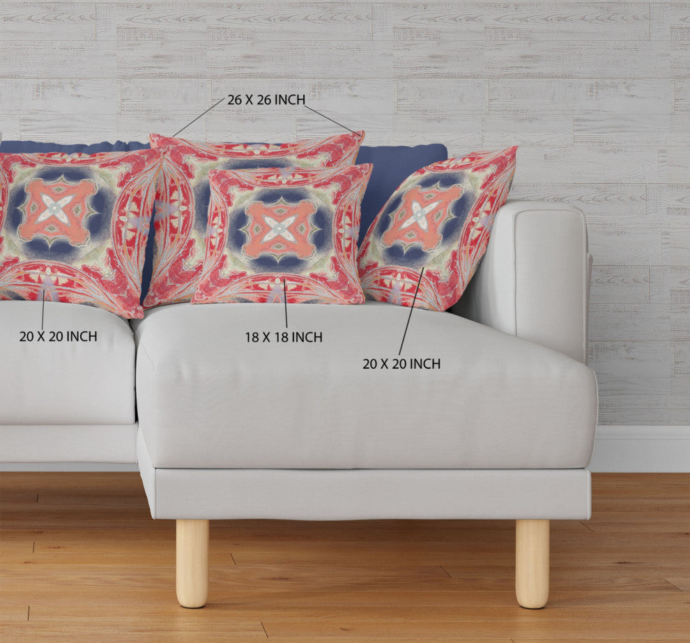 20" Red Cream Geo Tribal Suede Throw Pillow
