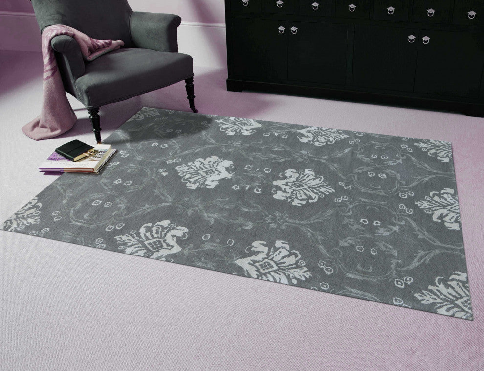 8" X10" X 0.5" Gray Wool Area Rug