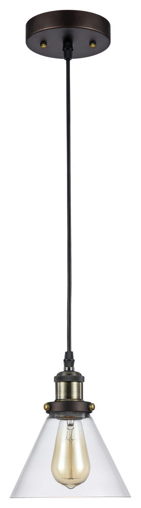 Manette Industrial Style 1-Light Rubbed Bronze Ceiling Mini Pendant, 7" Shade