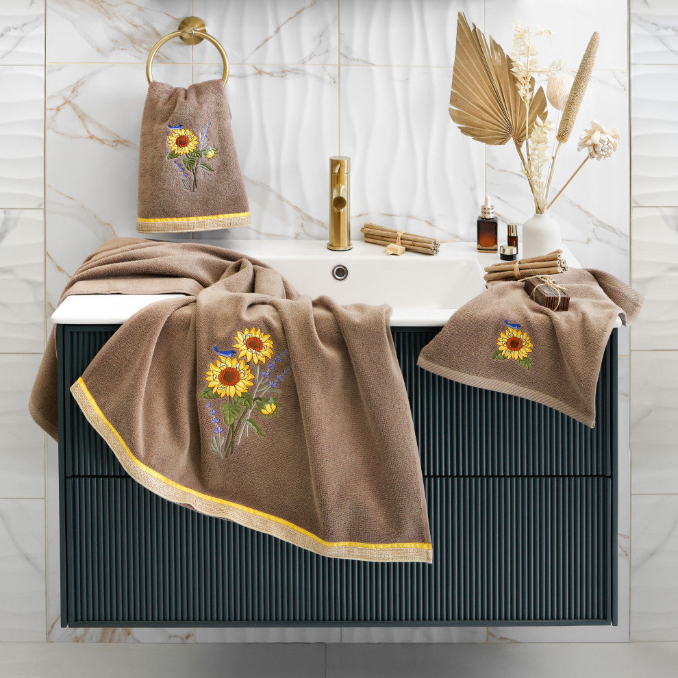 Linum Home Textiles 100% Turkish Cotton GIRASOL 4PC Embellished Towel Set