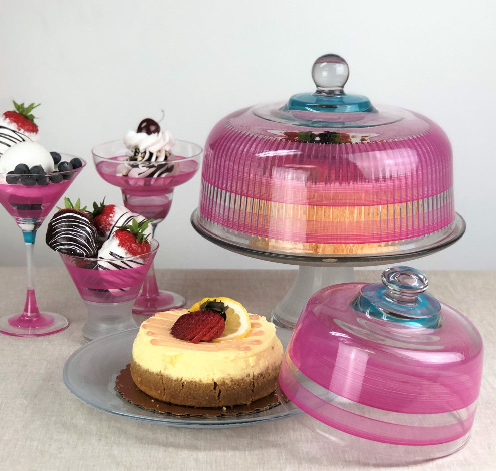 Retro Stripe Pink Cosmopolitan Glasses, Set of 2