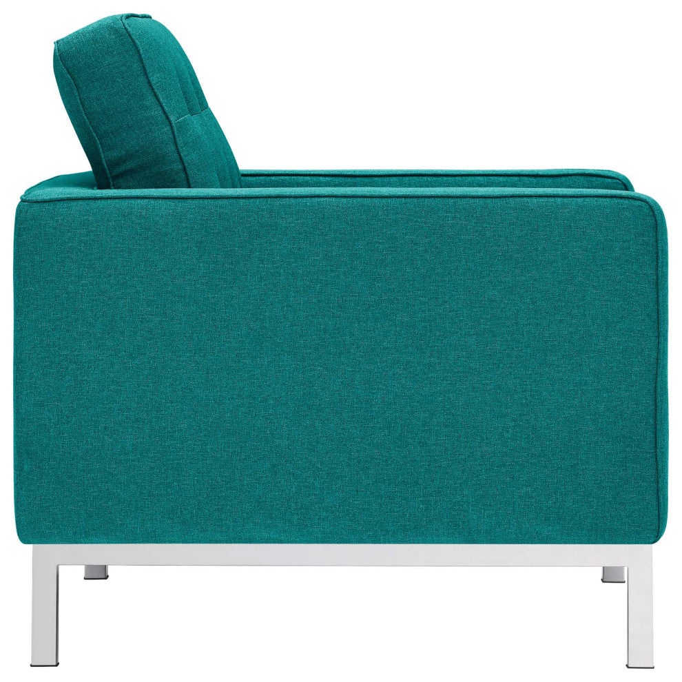 Teal Loft Armchairs Upholstered Fabric Set of 2
