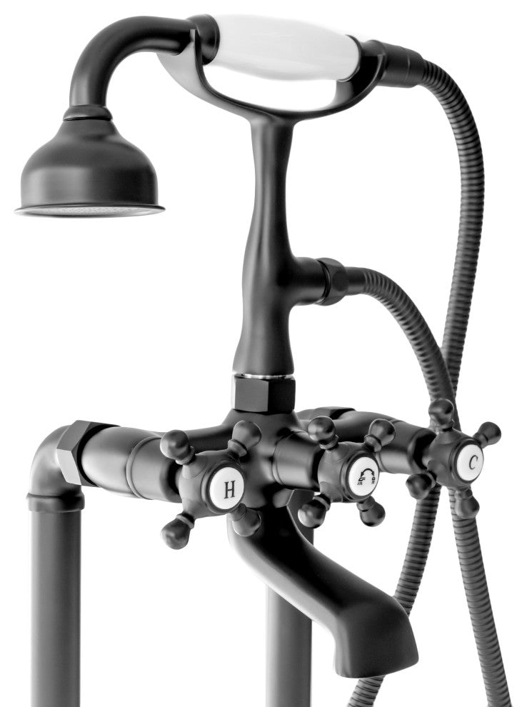 SevenFalls 8019 Telephone Double Lever Handles Clawfoot Floor Mounted Tub Filler