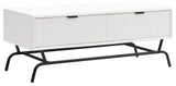 Danel 42 in. Rectangle Coffee Table With 2-Drawers and Metal Legs, White