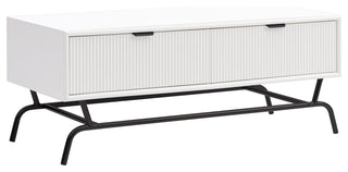 Danel 42 in. Rectangle Coffee Table With 2-Drawers and Metal Legs, White