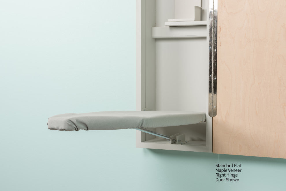 Deluxe Fixed Position Electric Ironing Center, Flat Maple Veneer Door