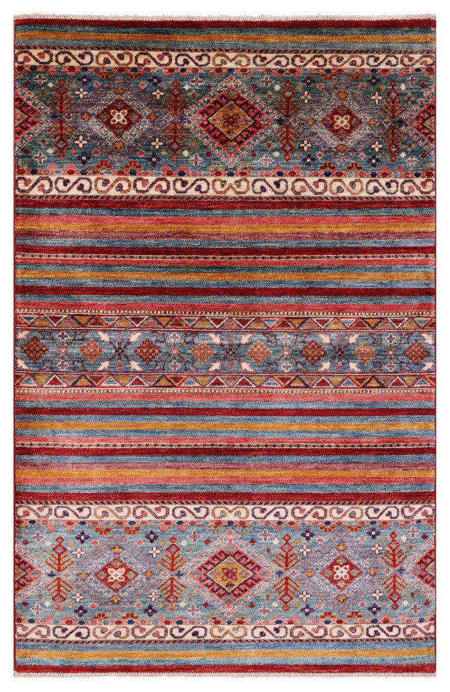 Super Kazak Khorjin Handmade Wool Rug 3' 11" X 6' 0" - Q12674