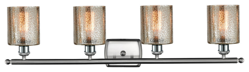 Cobbleskill 4-Light Bath Fixture, Mercury Glass, Satin Brush Nickel