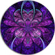 Blue And Purple Fractal Flower, Modern Floral Disc Metal Wall Art, 36"