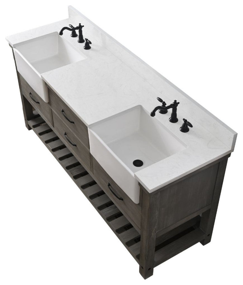 Wesley 72" Bathroom Vanity, Weathered Gray